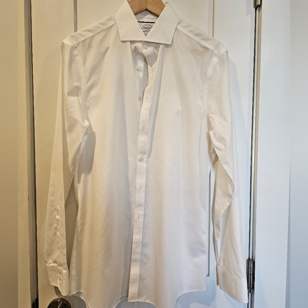 Charles Tyrwhitt 15.5x34 White Non-Iron Dress Shirt Super Slim Fit